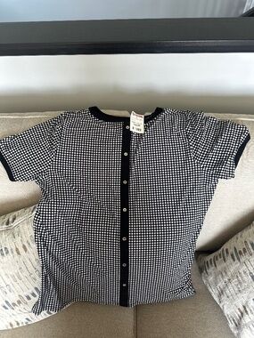 Anne Klein black & white polka dot top